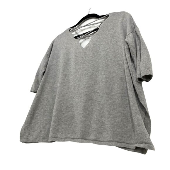 Standard Peoples Project LA Bowie Knit Light Grey Criss Cross Top - Picture 4 of 11